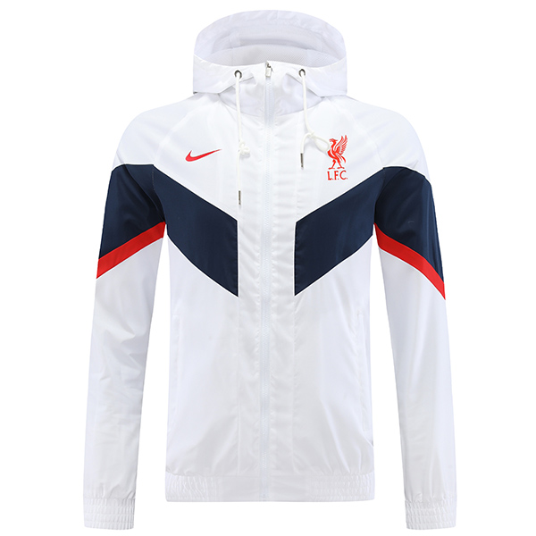 Liverpool windbreaker hoodie jaqueta de futebol sportswear tracksuit zíper completo dos homens treinamento branco kit de futebol ao ar livre 2022-2023