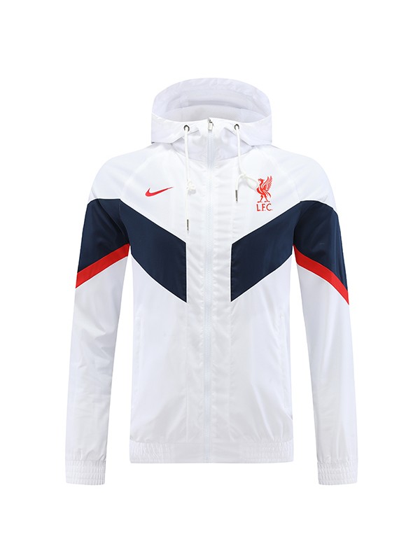 Liverpool windbreaker hoodie jaqueta de futebol sportswear tracksuit zíper completo dos homens treinamento branco kit de futebol ao ar livre 2022-2023