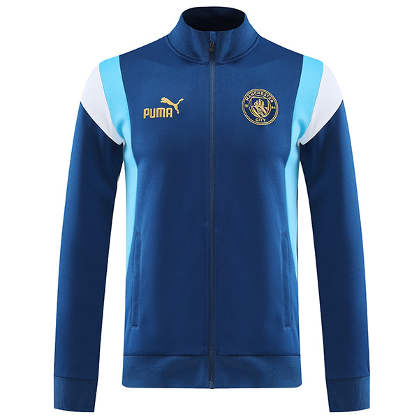 Manchester city jacket football sportswear navy tracksuit full zipper men's training kit outdoor soccer coat 2023-2024