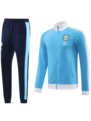 Manchester city giacca da calcio tuta sportiva tuta da allenamento da uomo con cerniera completa cappotto da calcio da esterno blu cielo 2023-2024