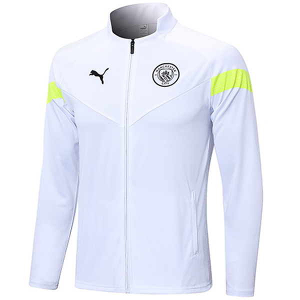 Manchester City Giacca tuta da allenamento per abbigliamento sportivo da calcio tuta da allenamento da uomo con cerniera completa cappotto da calcio per esterno bianco 2023-2024