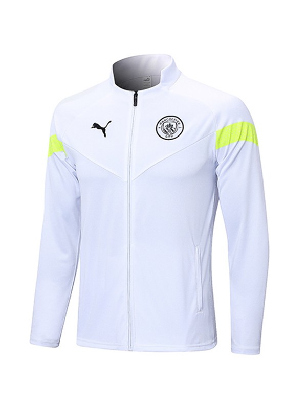 Manchester City Giacca tuta da allenamento per abbigliamento sportivo da calcio tuta da allenamento da uomo con cerniera completa cappotto da calcio per esterno bianco 2023-2024