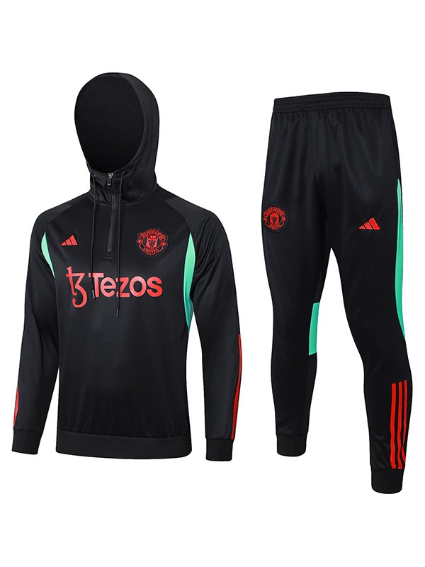Manchester united hoodie jacket football sportswear tracksuit zipper uniform men's training kit outdoor black soccer coat 2024