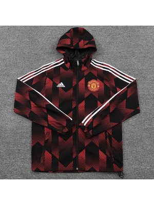 Manchester united giacca a vento con cappuccio giacca da calcio abbigliamento sportivo tuta da allenamento da uomo con cerniera completa rosso kit 2022-2023