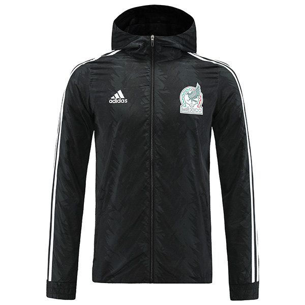 Mexico giacca a vento con cappuccio calcio sportswear tracksuit full zip da uomo training black kit outdoor calcio 2022-2023