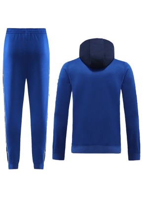 Nik felpa con cappuccio giacca calcio abbigliamento sportivo tuta cerniera completa uniforme kit allenamento uomo calcio outdoor cappotto blu 2023-2024