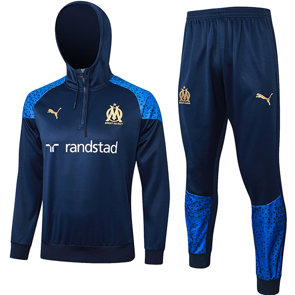 Olympique de Marseille hoodie jacket football sportswear tracksuit full zipper uniform men's training navy kit outdoor soccer coat 2024