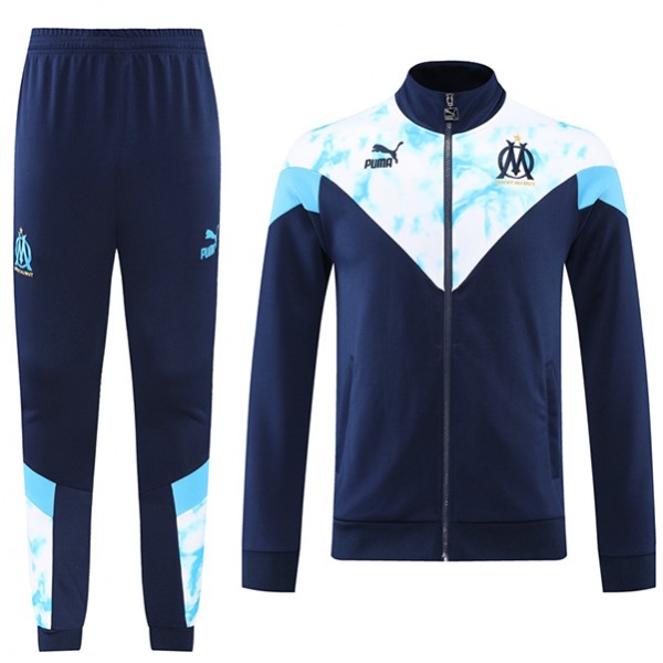 Olympique de Marseille giacca da calcio abbigliamento sportivo tuta cerniera completa kit da allenamento da uomo outdoor soccer navy coat 2022-2023