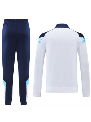 Olympique de Marseille giacca calcio abbigliamento sportivo tuta cerniera completa uniforme da uomo kit di allenamento calcio all'aperto cappotto bianco 2022-2023
