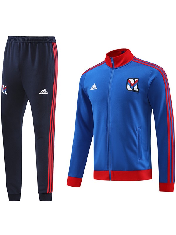Olympique Lyonnais jacket football sportswear tracksuit long zipper blue uniform men's training kit outdoor soccer coat 2024