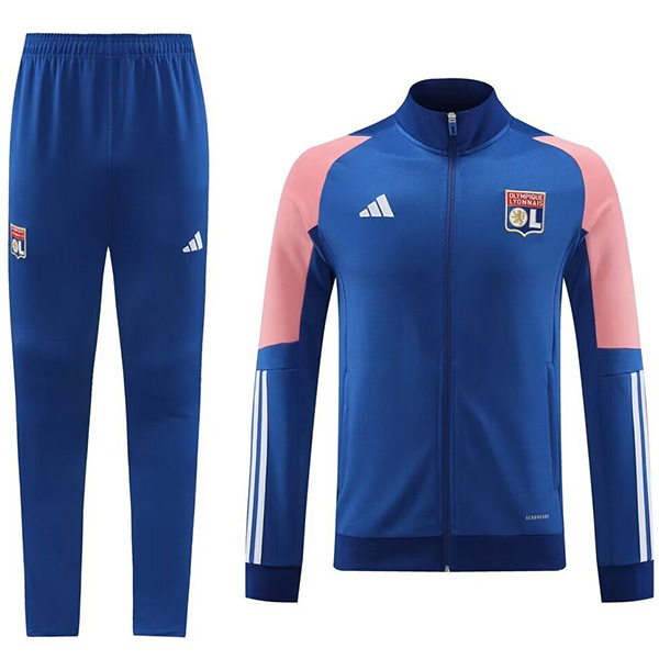 Olympique Lyonnais jacket football sportswear tracksuit long zipper navy uniform men's training kit outdoor soccer coat 2024