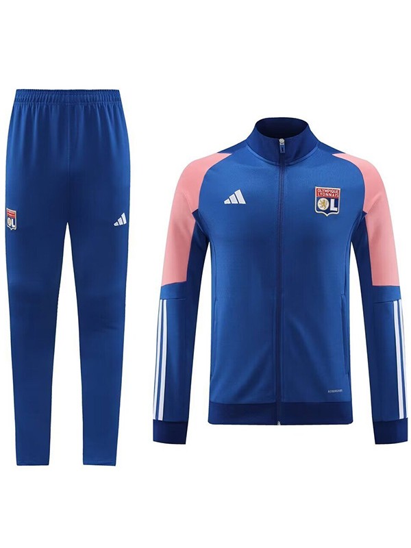 Olympique Lyonnais jacket football sportswear tracksuit long zipper navy uniform men's training kit outdoor soccer coat 2024