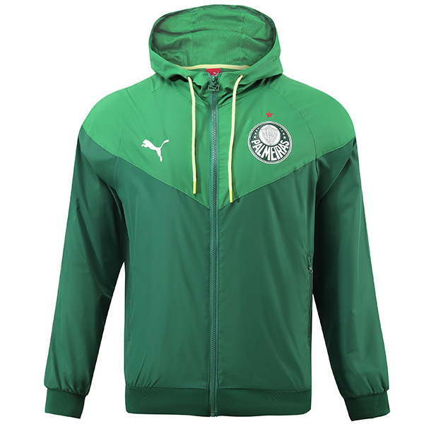 Palmeiras giacca a vento con cappuccio giacca da calcio abbigliamento sportivo tuta con cerniera kit da allenamento verde da uomo cappotto da calcio all'aperto 2023-2024