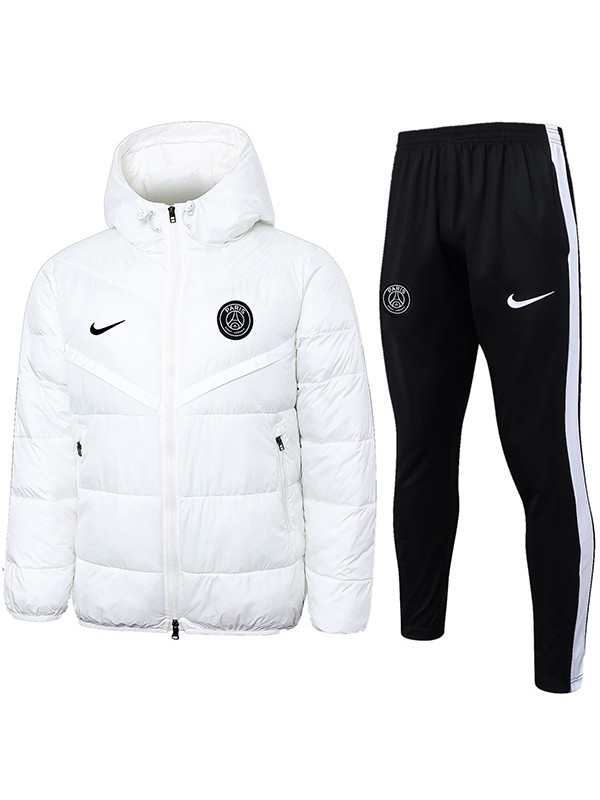 Paris Saint-Germain hoodie cotton-padded jacket white black football sportswear tracksuit full zipper men's training red kit outdoor soccer coat 2024