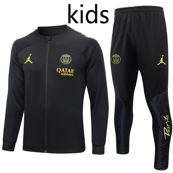 Paris saint-germain jacket kids kit football sportswear tracksuit black full zip youth training uniform outdoor children soccer coat 2023-2024
