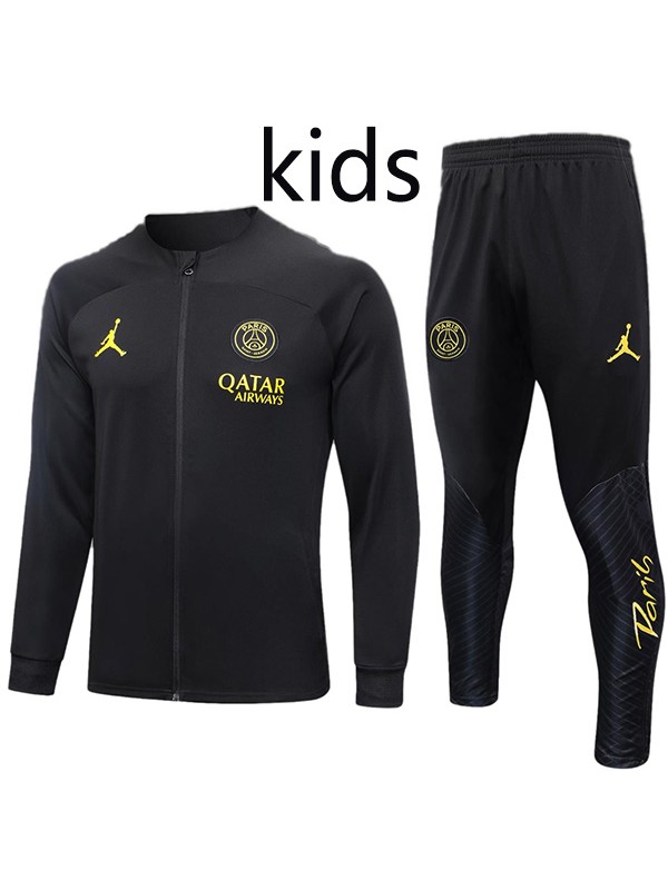 Paris saint-germain jacket kids kit football sportswear tracksuit black full zip youth training uniform outdoor children soccer coat 2023-2024