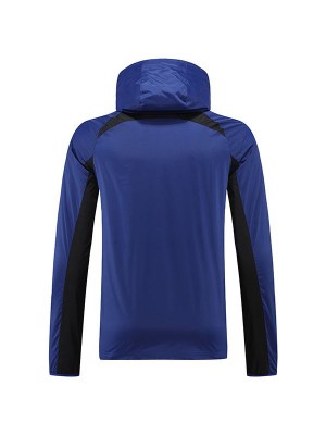 Paris saint germain giacca a vento con cappuccio giacca da calcio abbigliamento sportivo tuta da uomo con cerniera completa blu navy kit atletico cappotto da calcio all'aperto 2022-2023