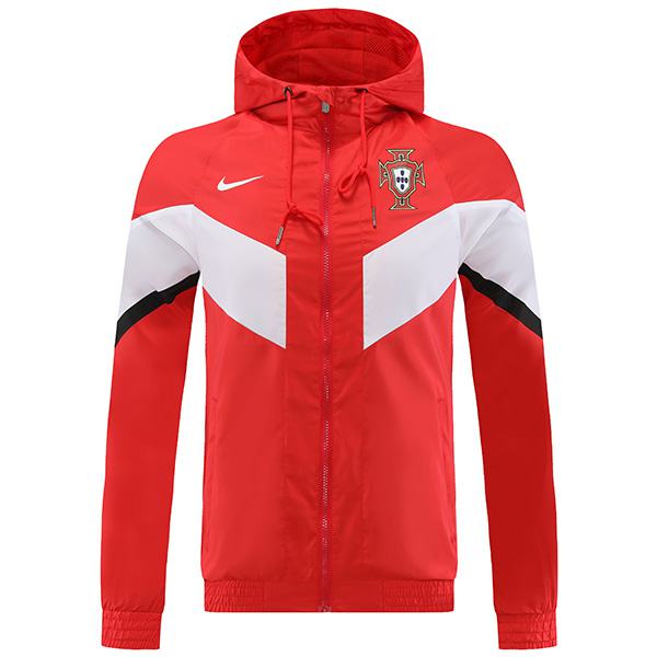 Portugal giacca a vento con cappuccio giacca da calcio abbigliamento sportivo tuta da allenamento da uomo con cerniera completa rosso cappotto da calcio all'aperto atletico 2022