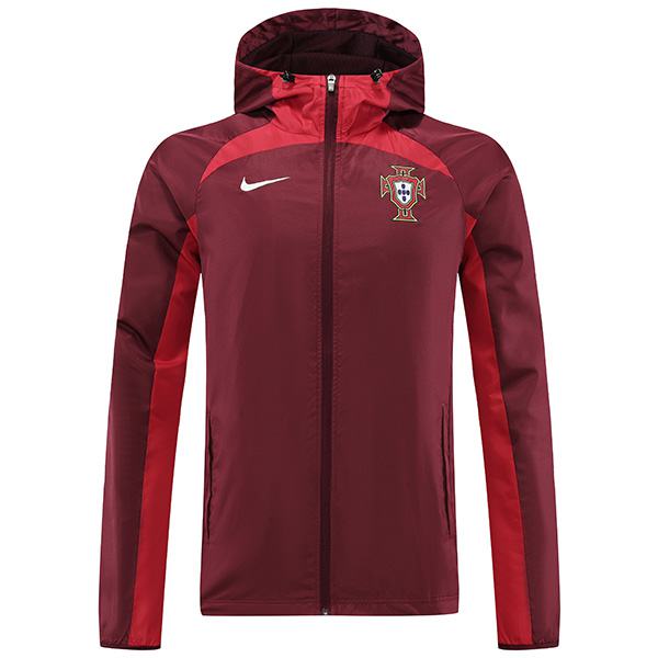 Portugal giacca a vento con cappuccio giacca rossa da calcio abbigliamento sportivo tuta con cerniera completa uniforme da allenamento da uomo cappotto da calcio all'aperto 2022