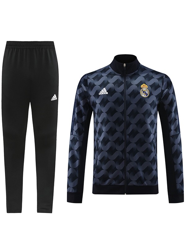 Real madrid jacket football sportswear tracksuit full zipper men's training kit navy outdoor soccer coat 2024