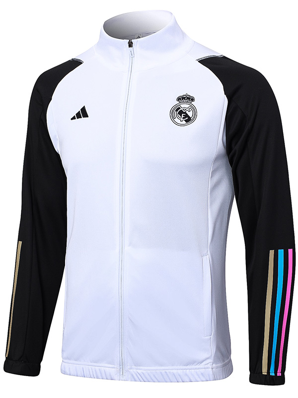 Real madrid giacca da calcio abbigliamento sportivo tuta con cerniera uniforme bianco kit da allenamento per uomo cappotto da calcio all'aperto 2023-2024