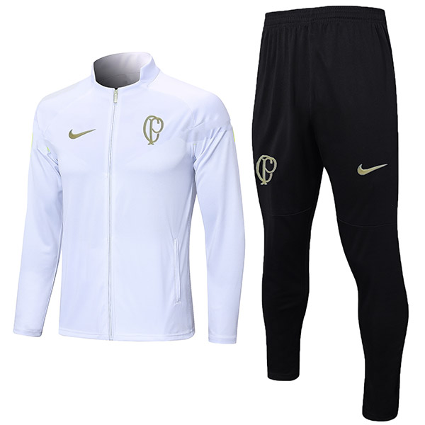 SC Corinthians giacca da calcio abbigliamento sportivo tuta da allenamento da uomo con cerniera completa bianco cappotto da calcio all'aperto 2023-2024