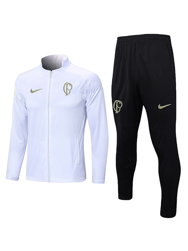 SC Corinthians giacca da calcio abbigliamento sportivo tuta da allenamento da uomo con cerniera completa bianco cappotto da calcio all'aperto 2023-2024