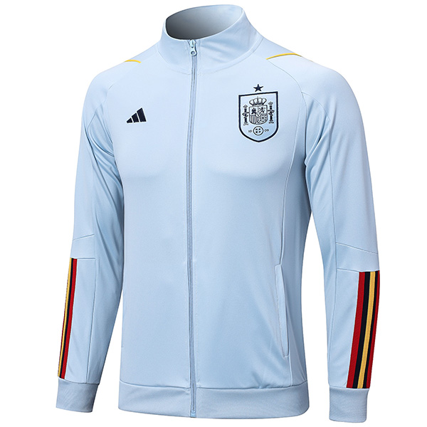 Spain jacket football sportswear tracksuit full zipper men's lightblue training kit athletic outdoor soccer coat 2023-2024