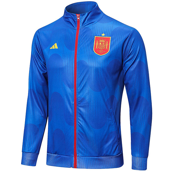 Spain giacca calcio sportswear tracksuit full zip uniforme da uomo allenamento blu outdoor calcio kit 2022-2023