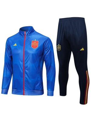 Spain giacca calcio sportswear tracksuit full zip uniforme da uomo allenamento blu outdoor calcio kit 2022-2023