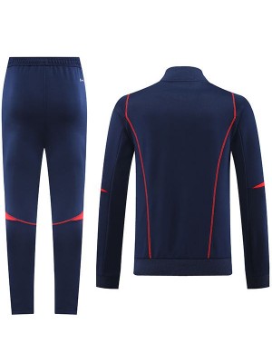 Spain giacca da calcio abbigliamento sportivo tuta con cerniera completa divisa da allenamento da uomo blu navy cappotto da calcio all'aperto 2022