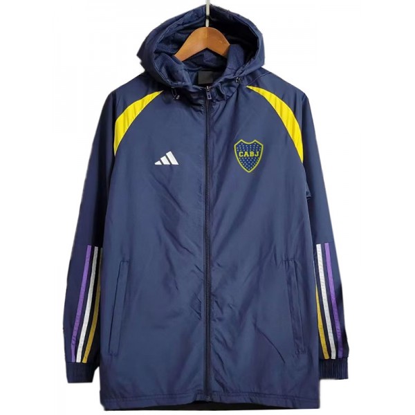 SSC Boca windbreaker hoodie jacket football sportswear tracksuit full zipper men's training navy kit outdoor soccer coat 2023-2024