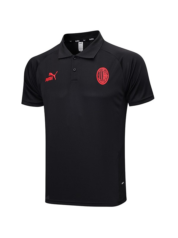 AC milan polo jersey training uniform men's black soccer sportswear football tops sports shirt 2023-2024