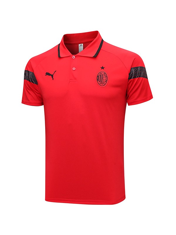 AC milan polo jersey training uniform men's red soccer sportswear football tops sports shirt 2023-2024