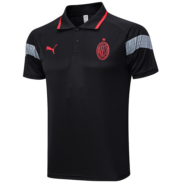 AC milan polo jersey training uniform men's soccer sportswear black football tops sports shirt 2023-2024