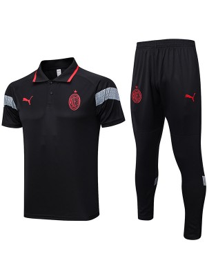 AC milan polo jersey training uniform men's soccer sportswear black football tops sports shirt 2023-2024