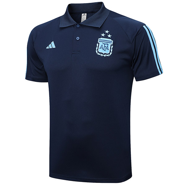 Argentina maglia polo dell' uniforme da calcio da allenamento abbigliamento sportivo da uomo kit da calcio ciano top camicia sportiva 2022-2023