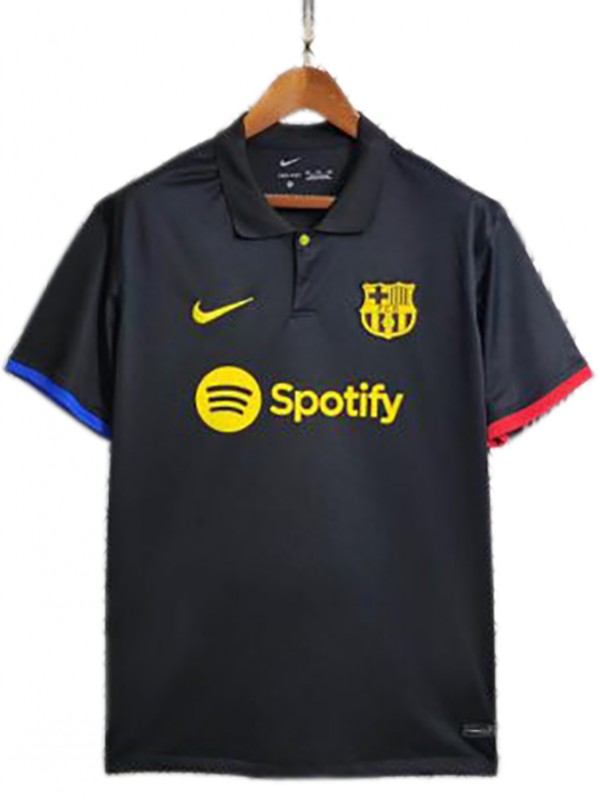 Barcelona polo maglia uniforme da calcio kit da calcio nero da uomo maglia sportiva 2023-2024