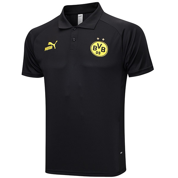 Borussia Dortmund polo jersey training soccer uniform men's black sportswear football tops sport shirt 2023-2024