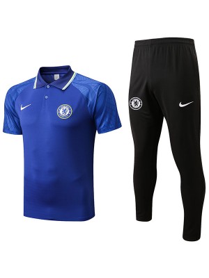 Chelsea polo del divisa da allenamento divisa da calcio da uomo blu sportswear top maglia sportiva 2022-2023
