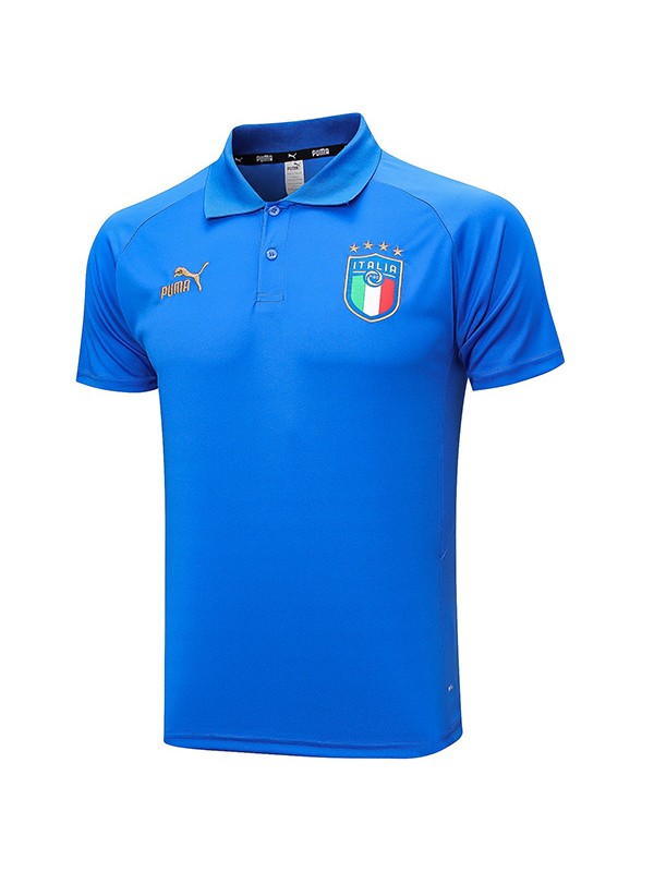 Italy polo jersey training uniform men's blue soccer sportswear football tops sports shirt 2023-2024