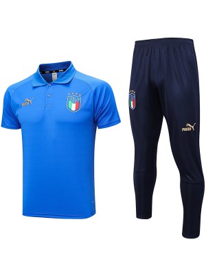 Italy polo jersey training uniform men's blue soccer sportswear football tops sports shirt 2023-2024