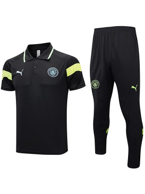 Manchester city polo jersey training soccer uniform men's black sportswear football tops sports shirt 2023-2024