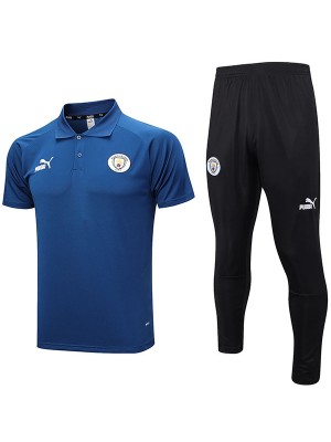 Manchester city polo jersey training soccer uniform men's sportswear football tops sport navy shirt 2023-2024