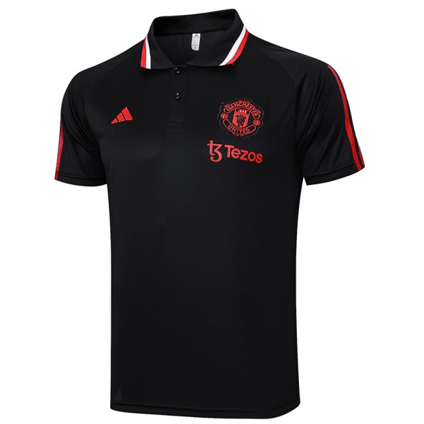 Manchester United Polo maglia allenamento uniforme da calcio maschile abbigliamento sportivo top da calcio sport camicia nera 2023-2024 