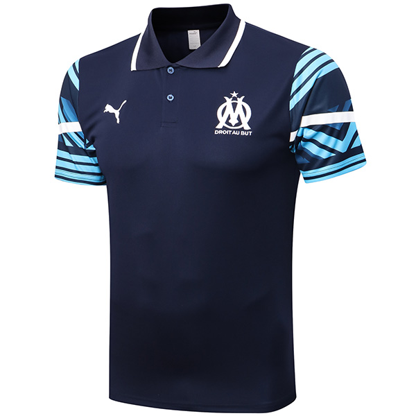 Olympique de Marseille polo maglia da calcio da uomo blu navy da calcio divisa sportiva da allenamento da allenamento 2022-2023