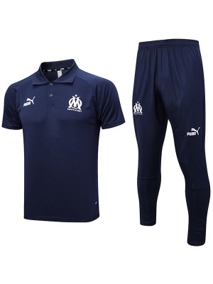 Olympique de Marseille polo jersey training soccer uniform men's sportswear football tops sport navy shirt 2023-2024