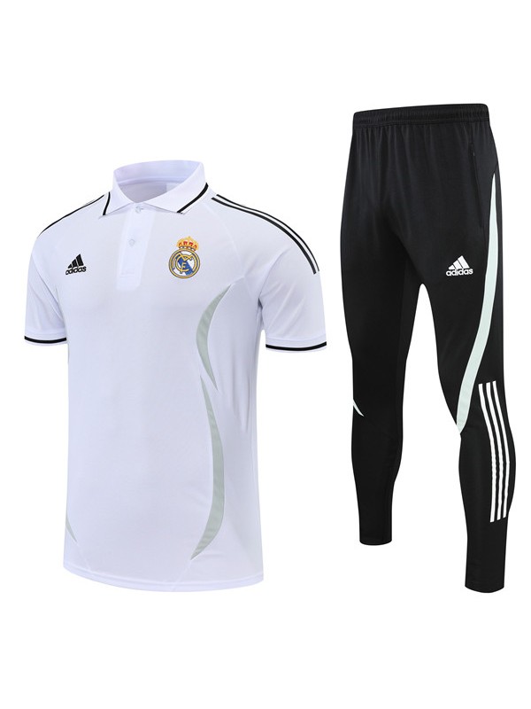 Real Madrid maglia da polo del maglia da calcio bianca da calcio per allenamento sportivo da uomo partita di calcio 2022-2023
