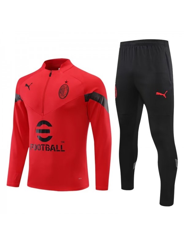 AC milan tuta rossa pantaloni da calcio tuta sportiva set collo uniforme abbigliamento da uomo kit allenamento calcio 2022-2023