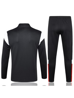 AC milan tracksuit soccer pants suit sports set half zip necked uniform men's black clothes football training kit 2023-2024